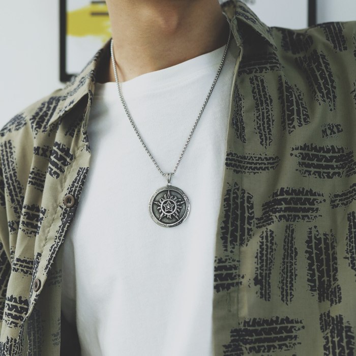 Korean Popular Hip-hop Pentagram Pendant Tide Male Joker Personality Titanium Steel Necklace Accessories Wholesale Gb1743