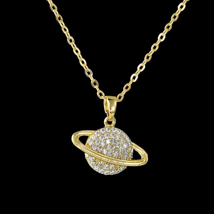 Saturn Necklace Pendant AAA Zircon Inlaid Pendant Fashion All-match Necklace Qxpe1229