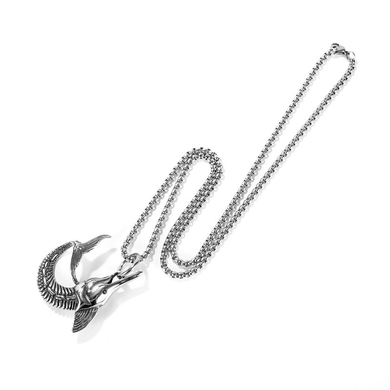 New Hip Hop Trend Fish Pendant Creative Personality Men's Titanium Steel Necklace Jewelry Wholesale Gb1732