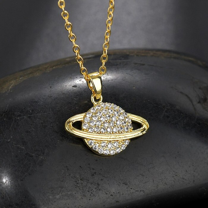 Saturn Necklace Pendant AAA Zircon Inlaid Pendant Fashion All-match Necklace Qxpe1229