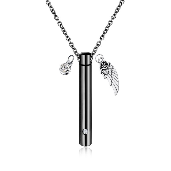 Titanium Steel Cylindrical Urn Necklace In Memory of Loved Ones Pet Creative Can Open Perfume Bottle Pendant Jewelry Gb1524