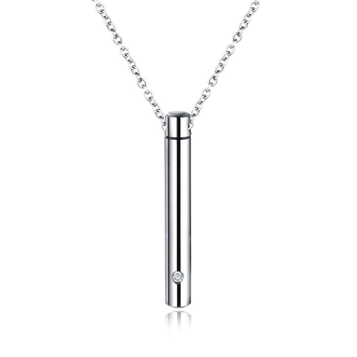 Titanium Steel Cylindrical Urn Necklace In Memory of Loved Ones Pet Creative Can Open Perfume Bottle Pendant Jewelry Gb1524