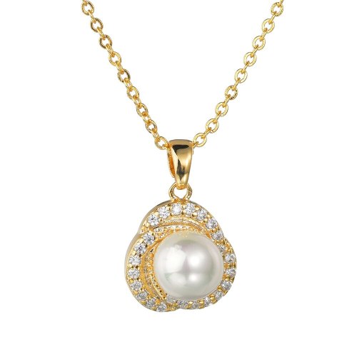Pearl Necklace AAA Zircon Inlaid Pendant Simple All-match Korean Style Necklace Qxwp133