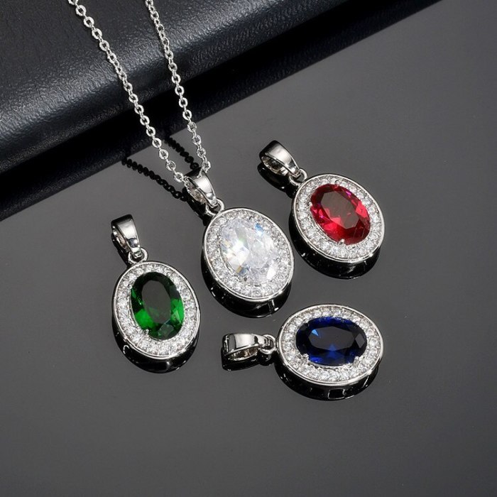 Crystal Zircon Inlaid Necklace Full Zirconium Pendant Fashion All-match Exquisite Pendant Women's Necklace Qx1079