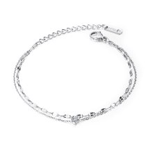 New Japanese and Korean Style Women's Double-layer Titanium Steel Inlaid Diamond Chain Wholesale Foot Accessories Gb110