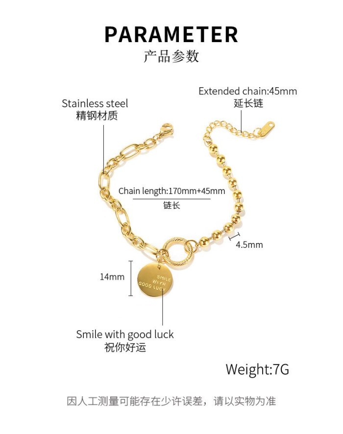 Korean Fashion Personality Luck Titanium Steel Ladies Bracelet Wholesale Gb1092