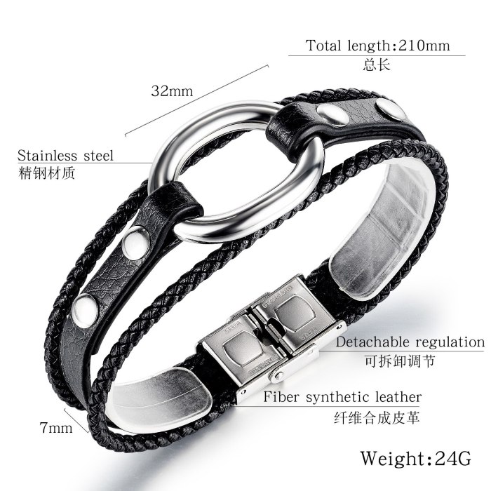 European Style Fashion Simple Fashion Men's Multi-layer Leather Bracelet Gb1398