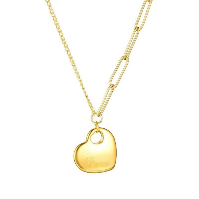 Japanese and Korean Fashion Small Fresh Heart-shaped Collarbone Chain Pendant Simple 100 Temperament Ladies Necklace Gb1707