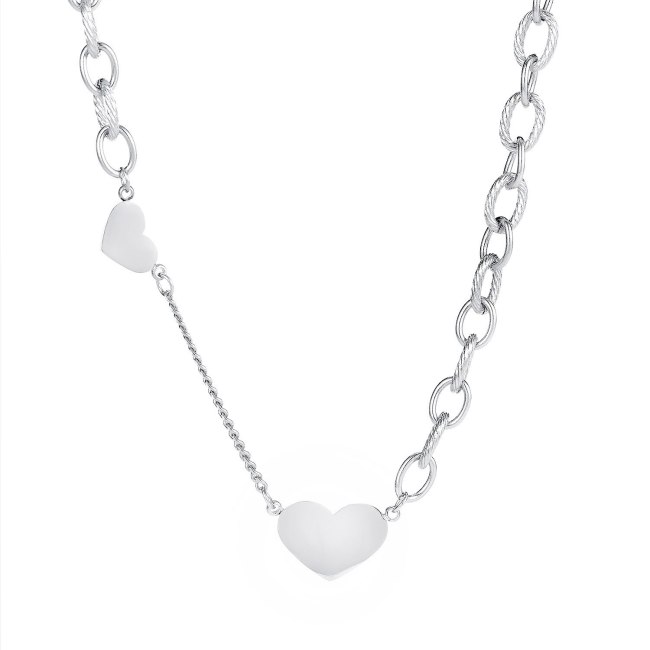 Korean Fashion Joker Titanium Steel Necklace Ladies Ins Temperament Love Clavicle Chain Pendant Gb1728