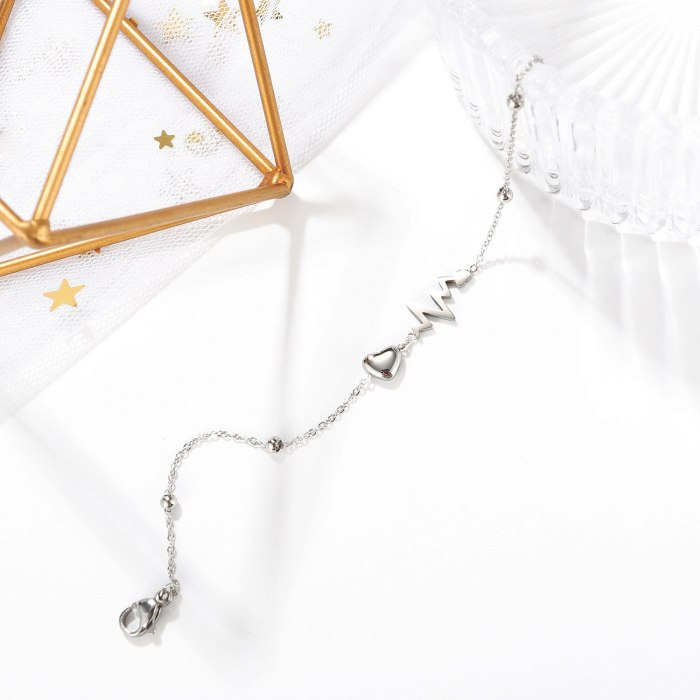 Japanese and Korean Wind Small Fresh ECG Titanium Steel Bracelet Series Love Hand Ornaments Send Girlfriend Gb1103