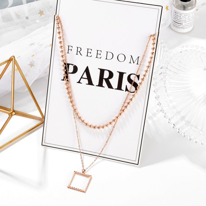 Ins Simple Rose Gold Plated Geometric Clavicle Chain Female Square Necklace Gb1759