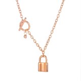 Ins Korea Personalized Lock Necklace Plated with Rose Gold Titanium Steel Pendant Sweater Chain Clavicle Chain Gb1772