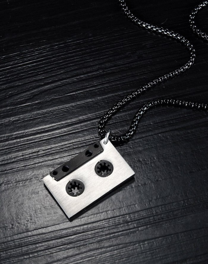Korean Classic Retro Tape Pendant Men Titanium Necklace Jewelry Gb1776