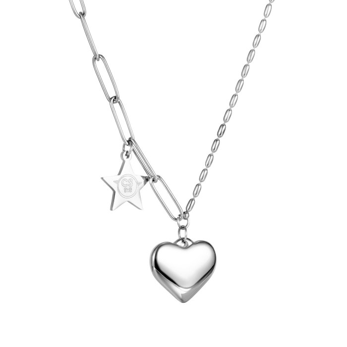 Ins Fashion Retro Love Necklace Female Heart-shaped Titanium Steel Chain Pendant Necklace Gb1774