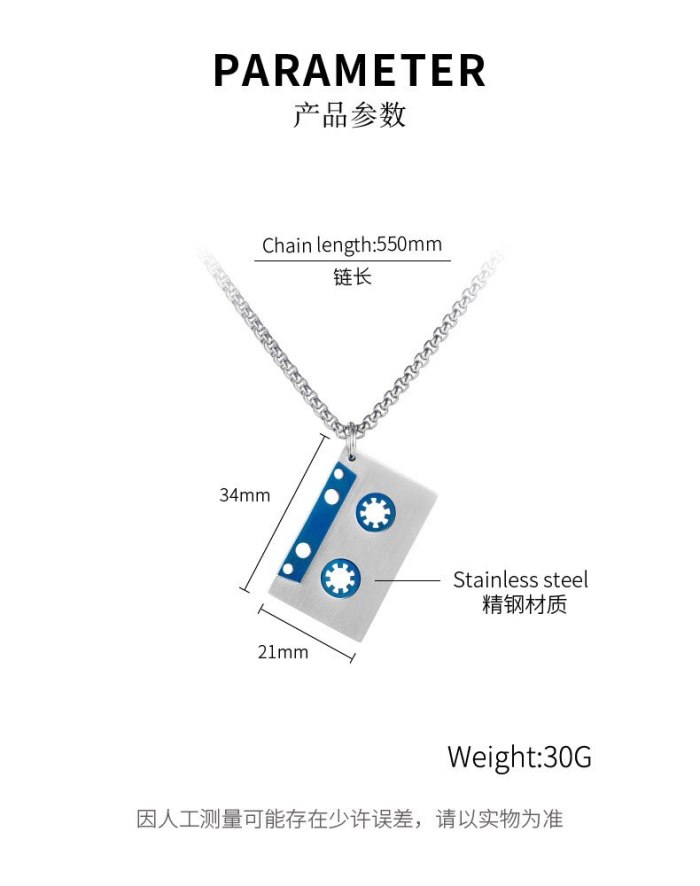 Korean Classic Retro Tape Pendant Men Titanium Necklace Jewelry Gb1776