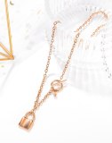 Ins Korea Personalized Lock Necklace Plated with Rose Gold Titanium Steel Pendant Sweater Chain Clavicle Chain Gb1772