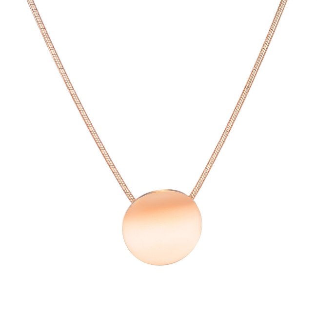 Europe and The United States Simple Rose Gold-plated Small Round Titanium Steel Pendant Women's Necklace To Send Gb1758