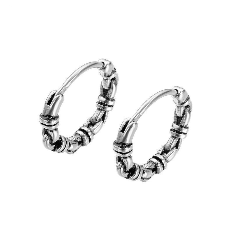 New Stainless Steel Earrings Wholesale Popular Knots Men's Titanium Steel Earrings Retro Personality Earrings Accessories Gb638