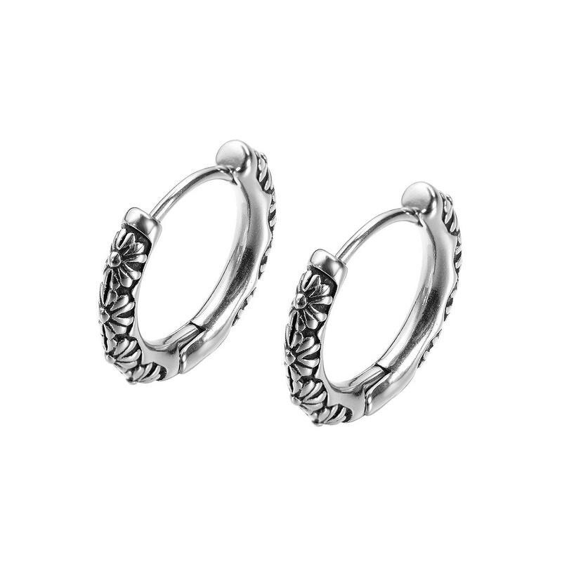 Stainless Steel Earrings Fashion Personality Sunflower Daisy Titanium Steel Men's Stud Earrings Earrings Wholesale Gb640