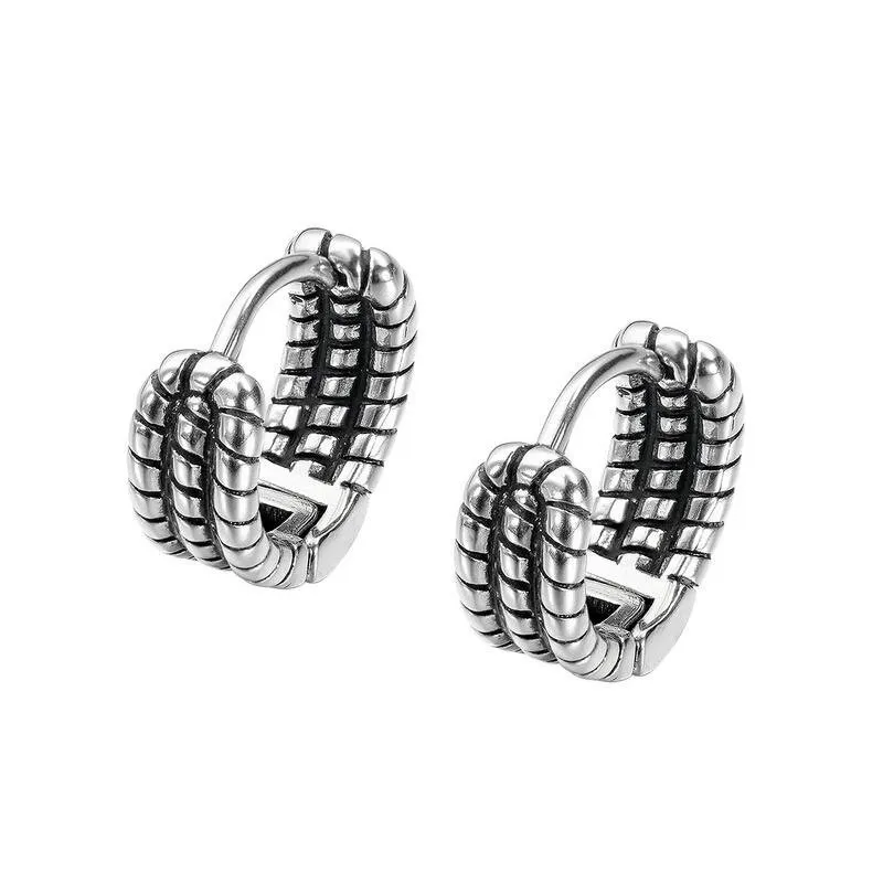 European Style Retro Old Multi-layer Twist Chain Titanium Steel Men's Earrings Fashion Earrings Stud Earrings Gb641