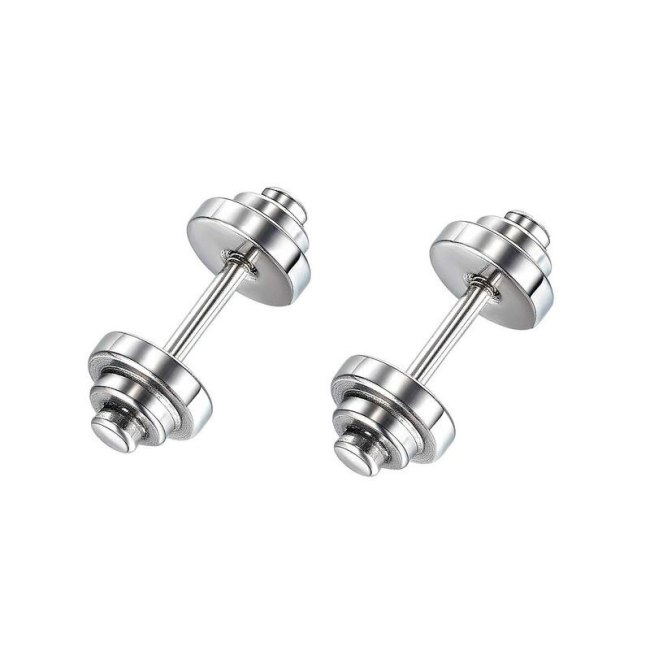 New Personality Umbbell Men's Titanium Steel Stud Earrings Creative Popular Earrings Wholesale Gb632