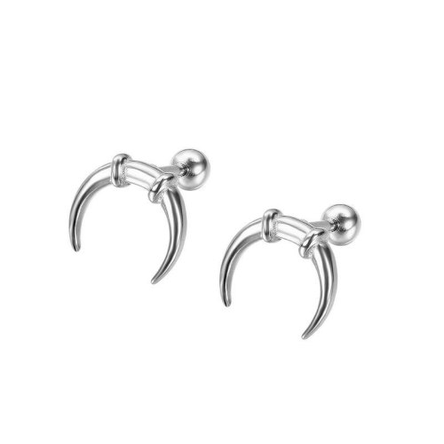 Korean Creative Moon Ox Horn Titanium Steel Stud Earrings and Earrings for Men Gb645