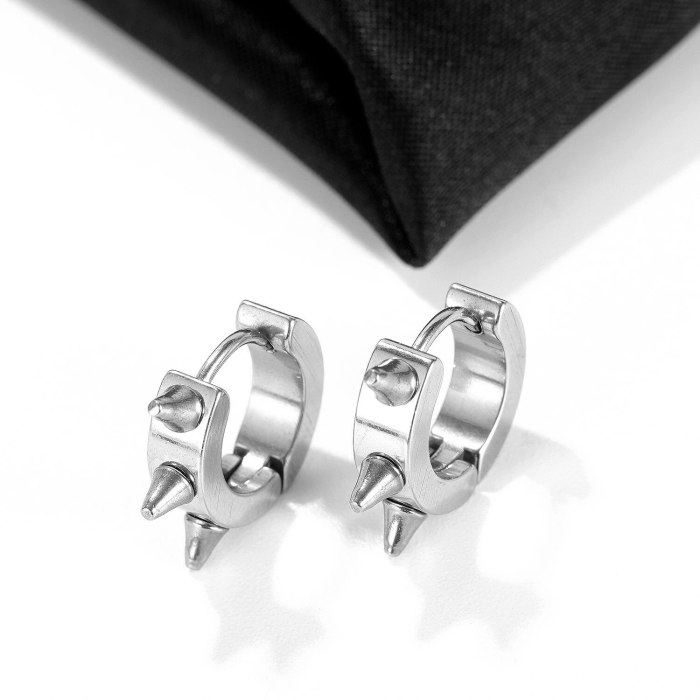 Men's Fashion Punk Titanium Steel Stud Earrings Wholesale Versatile Triangle Small Pointed Cone Earrings Accessories Gb635