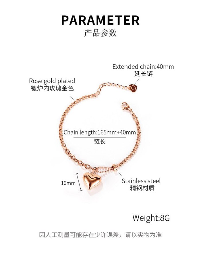 Korean Version of The Street Shot Popular Ball Beads Love Titanium Steel Bracelet Female Student Jewelry Wholesale Gb1114