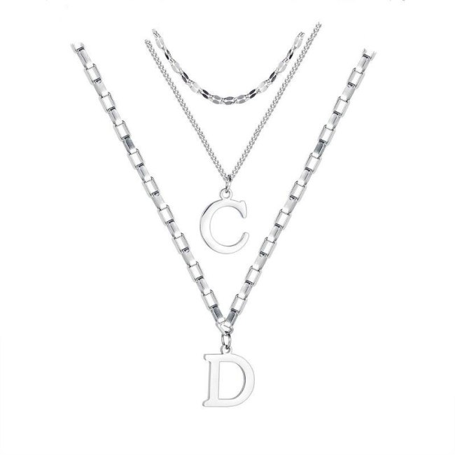 Korean Version of The Personality Letter CD Titanium Steel Multi-layer Necklace Female Pendant Ins Collarbone Chain Gb1782