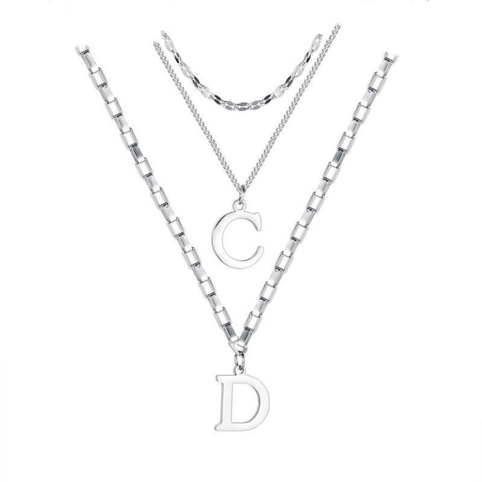 Korean Version of The Personality Letter CD Titanium Steel Multi-layer Necklace Female Pendant Ins Collarbone Chain Gb1782