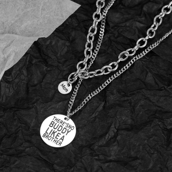 Han Plate Neck Chain Wholesale Fashion Round Lettering Pendant Lady Titanium Steel Necklace Chain Gb1792