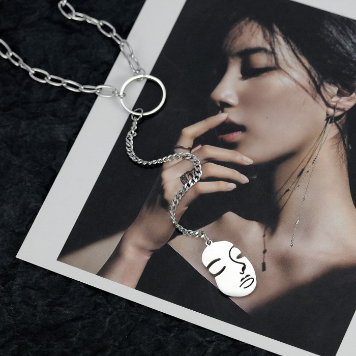 Japanese and Korean Ins Ring Titanium Steel Necklace Women's Simple Chain Pendant Gb1785