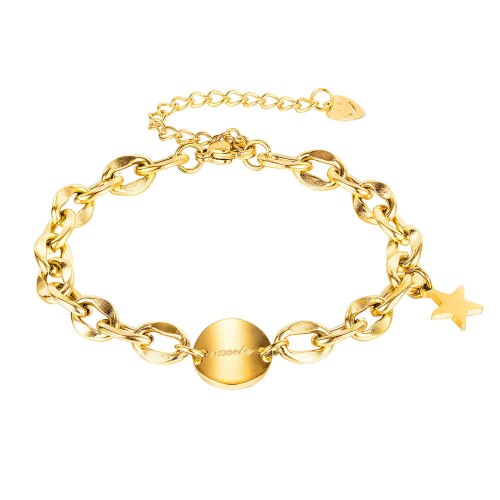 Han Version of The Trend 100 Round Star Pendant Lady Titanium Bracelet Personality Smiling Face Jewelry Gb1112