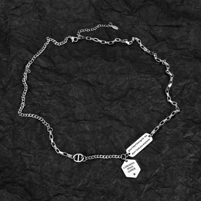 Korean New Brand Letter Star Titanium Steel Necklace Female Clavicle Chain Wholesale GB1784