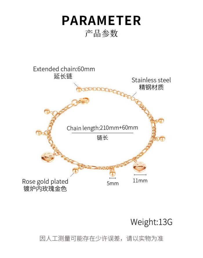 New Popular Disc Smiling Face Titanium Steel Chain Female Japanese and Korean Simple Girlfriends Accessories Gb123