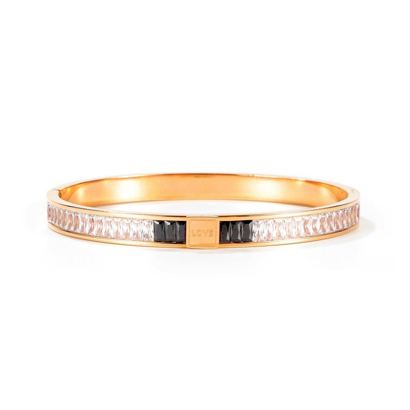 Japanese and Korean Simple Diamond Plated Rose Gold Titanium Steel Bracelet Women's Fashion Versatile Love Jewelry Gb974