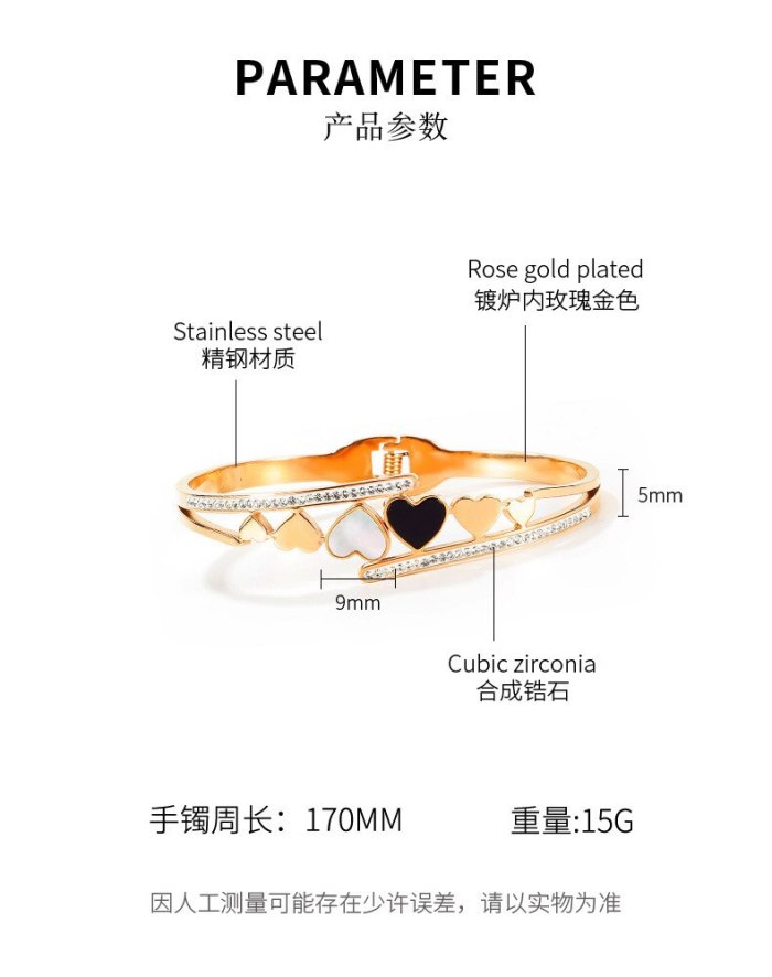 New Simple Fashion Love Bracelet Titanium Steel with Diamond for Women's Bracelet Accessories Gb975