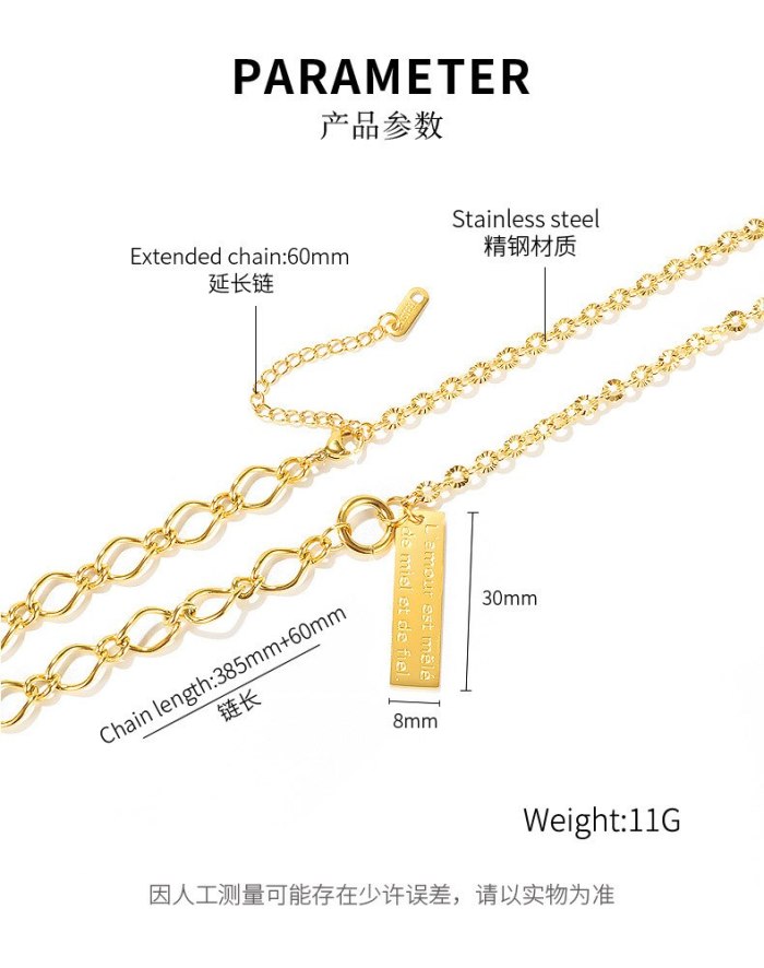 Ins Jane Geometry Rectangular Titanium Steel Necklace Women's Fashion 100-set Collarbone Chain Pendant Gb1706