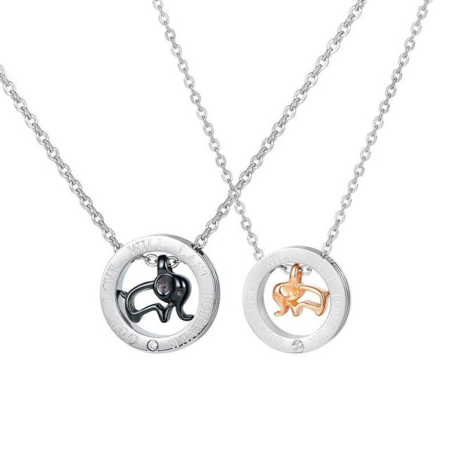 Japanese and Korean Style, Elephant Lovers, Titanium Steel Necklace, Personality Trend, Male and Female Pendant Gb1729