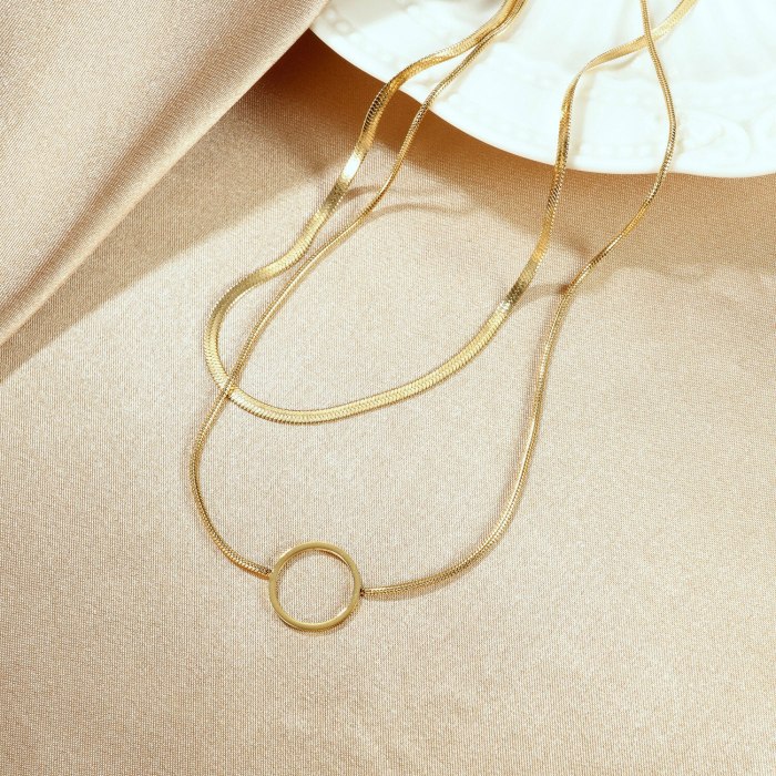 Korean Version Ins Double Layer Titanium Steel Necklace Female Jane Circle Necklace Gb1708