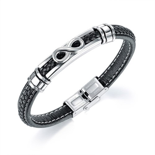 European Hip-hop Men's Bracelet Infinite 8 Words Personality Leather Bracelet Simple Weaving Tide Men's Bracelet Jewelry Gb1420