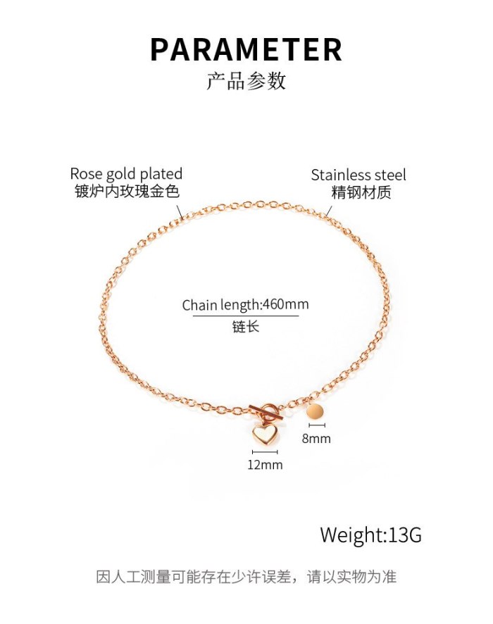 Korean Version of INS Simple and Versatile Love Disc Clavicle Chain Autumn Winter Titanium Steel Necklace Female Gb1795