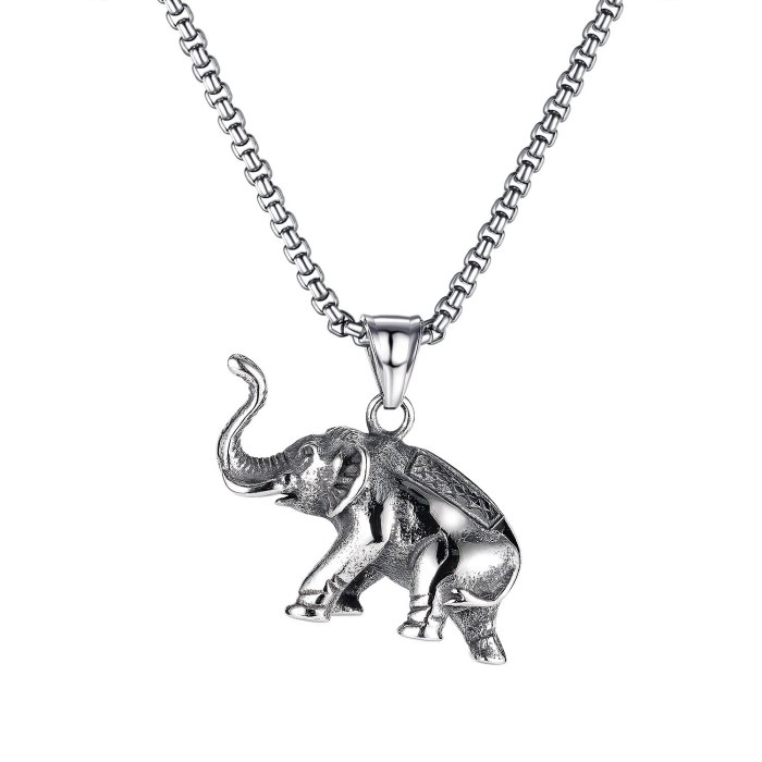 2020 Wholesale Europe and America Fashion Classic Elephant Pendant Men Titanium Necklace Accessories Gb1809