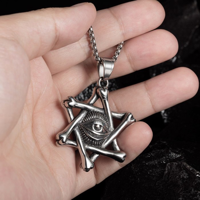 Europe Fashion Retro Six-man Star Magic Eye Necklace Personality Hip-hop Wind Sweater Chain Accessories Gb1830