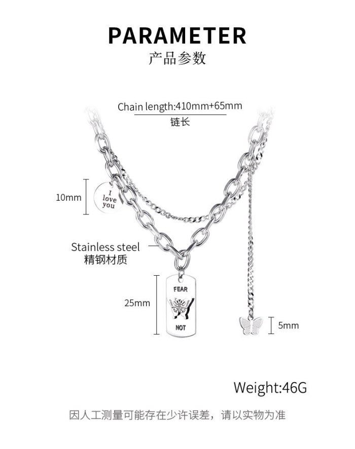 Fashionable Butterfly Neck Chain Japanese and Korean Retro Double-deck Necklace  Sweater Chain Gb1804