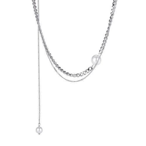 Han Version Double-layer Titanium Diamond Necklace Women Fashion 100 Collarbone Chain Gb1800