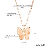 Korean Version of Light Luxury Fashion Crystal Titanium Steel Butterfly Necklace Personality Simple Pendant Jewelry Gb1685