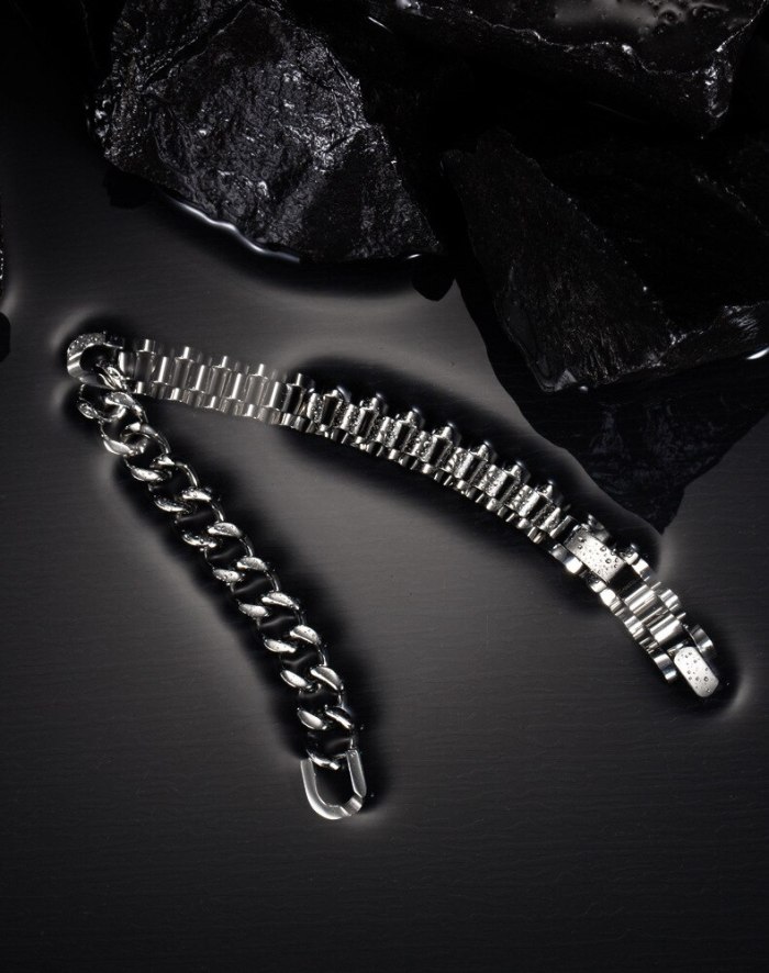 Korean Version Hip Hop Hiphop Street Titanium Steel Bracelet Fashion Personality Student Chao Male Bracelet Jewelry Gb1091