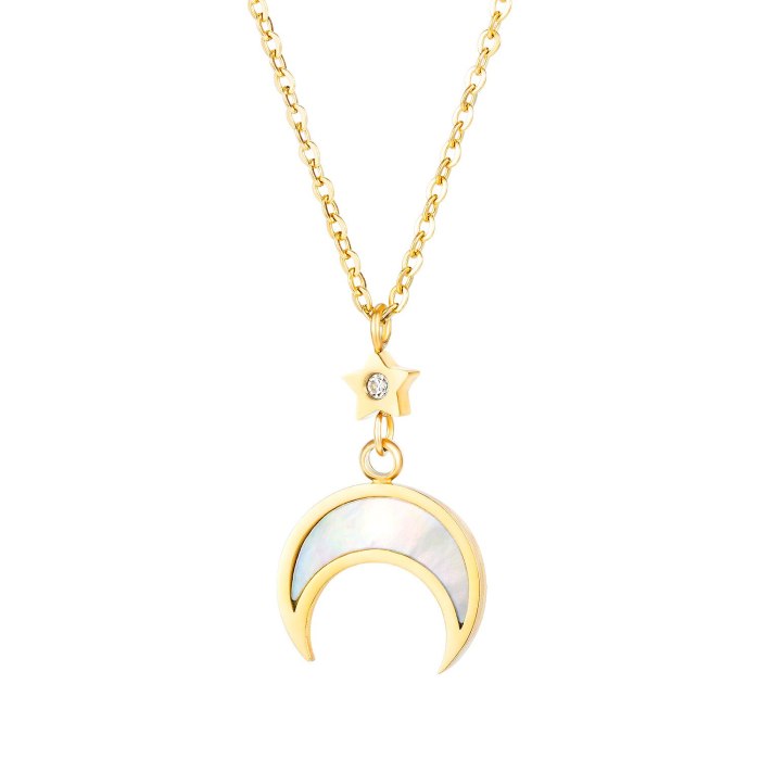 Korean Version of Titanium Steel Moon Necklace Female Ins Simple Temperament Crescent Pendant Girlfriends Gift Gb1673