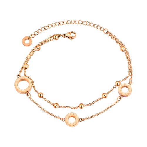 Stylish Double-layered Rose Gold Circle Letter Love Bracelet Feminine Sweet Ball Bead Bracelet Gb846